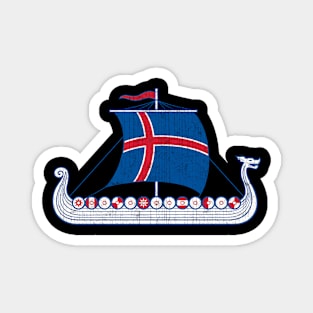 Icelander Viking Ship Icelandic Iceland Flag Magnet