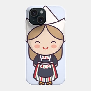 Cute Dutch Girl in Traditional Clothing and Clogs Phone Case