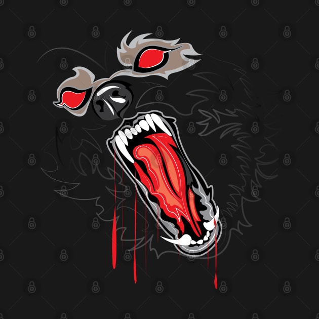 Dark Wolf Art Horror Roar by ArticArtac