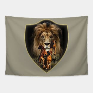 Rhodesian Ridgeback with Lion Tapestry