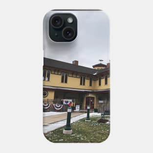 Old Railroad Station in Wintry New England Phone Case