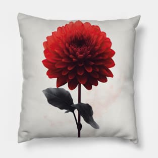 Red Dahlia Bloom - Elegant Floral Art Pillow