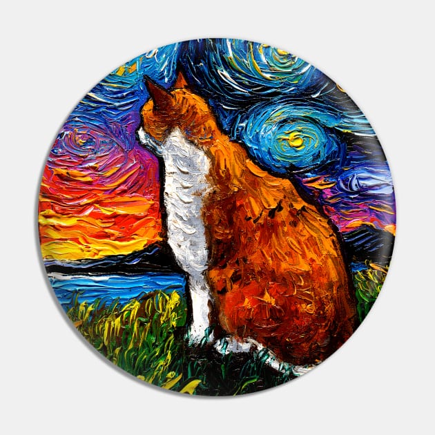 Orange and White Tabby Cat Pin by sagittariusgallery