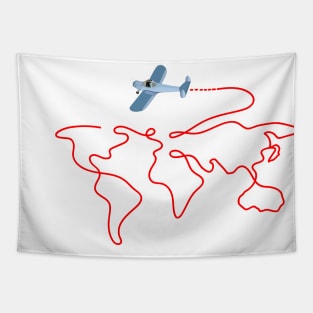 World Map Plane Travel Tapestry