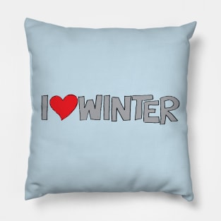 I Heart Winter Illustrated Text with a heart Pillow