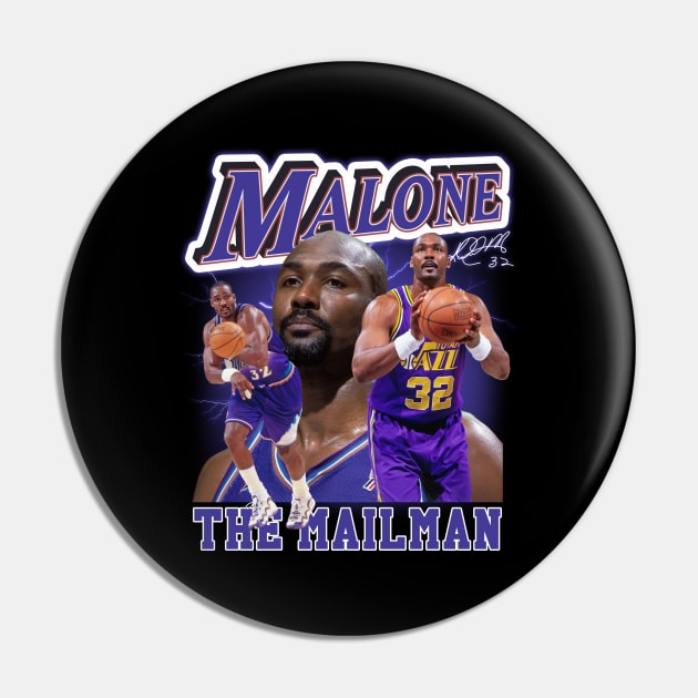 Karl Malone The Mail Man Basketball Legend Signature Vintage Retro 80s 90s Bootleg Rap Style Pin by CarDE
