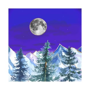 Full Moon over Mountain Forest T-Shirt