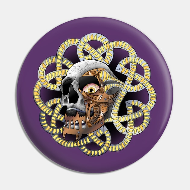 Bio-Mechanical Skull Knot Pin by Chuck