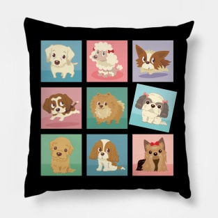 Many poses of puppies Pillow