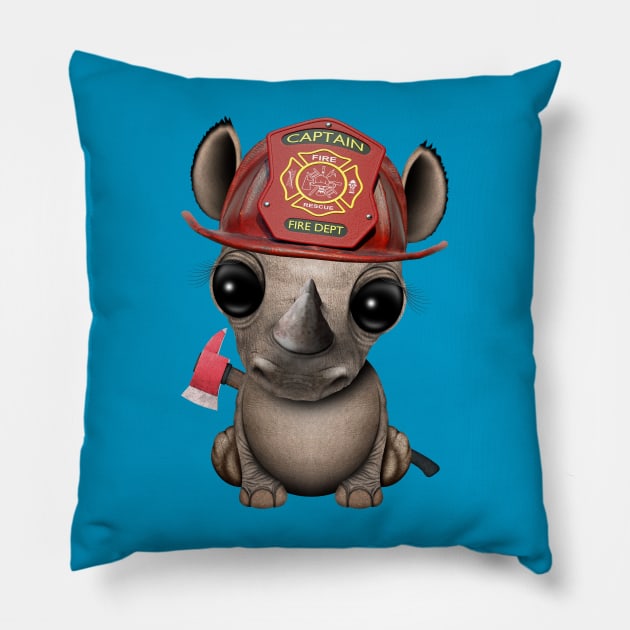 Cute Baby Rhino Firefighter Pillow by jeffbartels