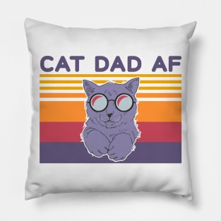 Cat Dad Af Glasses Vintage Pillow