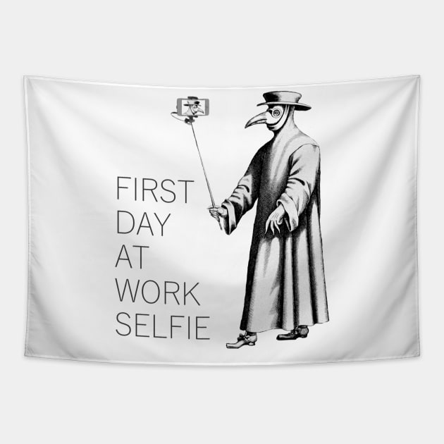 first day at work selfie Tapestry by ythodesign