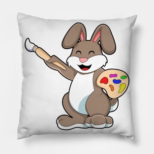 Rabbit as Painter with Brush & Paint Pillow