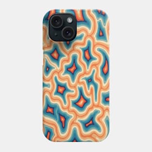 60s 70s Orange Blue and Turquoise Groovy Liquid Marble Swirls Phone Case