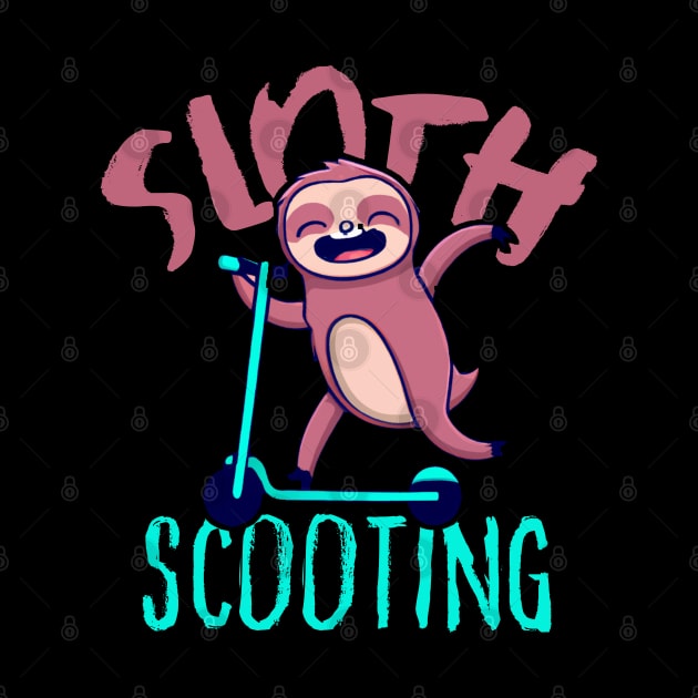 Funny E-Scooter, Cute Kawaii Sloth Driving Scooter by maxdax