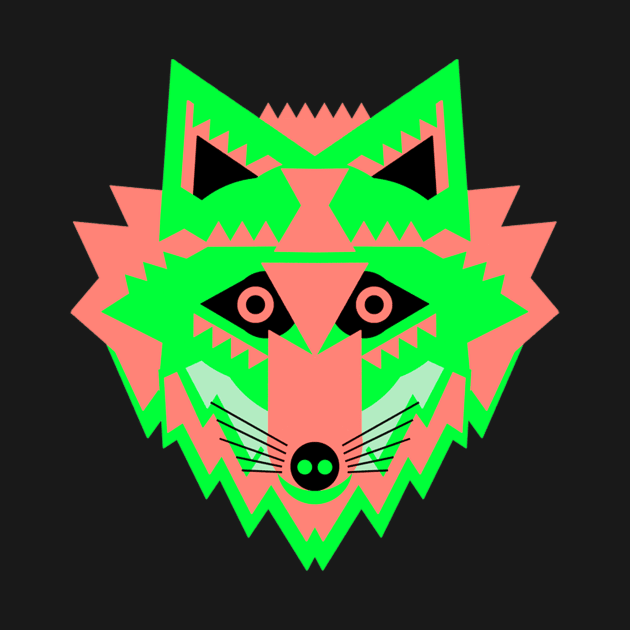 Neon Green Fox Face by AnimalMagic