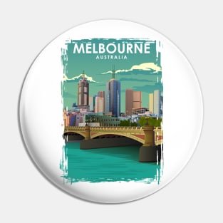 Melbourne Vintage Minimal Australia Travel Poster Pin