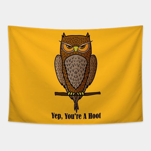 Unamused Owl Tapestry by Monkey Punch