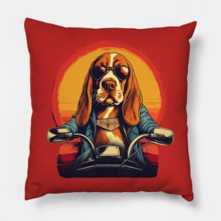 Cute basset hound dog biker gift ideas for all Pillow