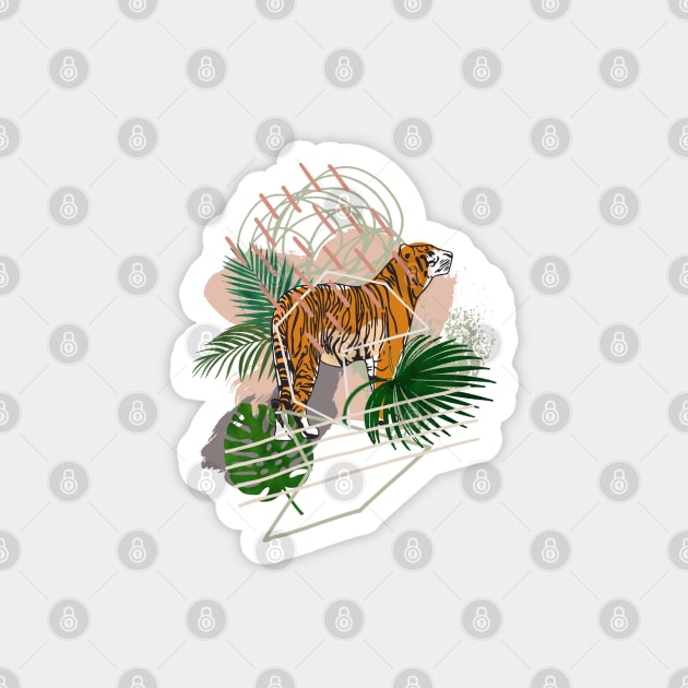 Abstract tiger Magnet by CharlieCreates