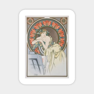 Mucha, Red Hibiscus Magnet