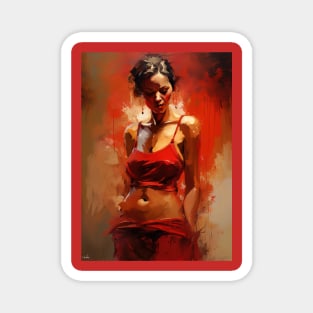 Red Woman Painting Magnet