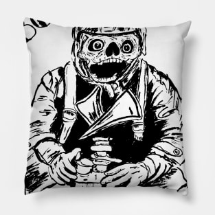 Bombs Away WW2 Skull Pilot Bomber Skeleton Pillow