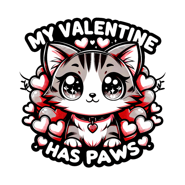 My Valentine Has Paws Valentine_S Day Girls Cute Anime Cat by Neldy