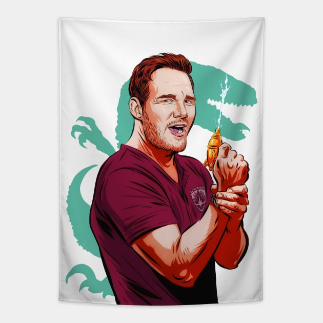 Chris Pratt - An illustration by Paul Cemmick Tapestry by PLAYDIGITAL2020