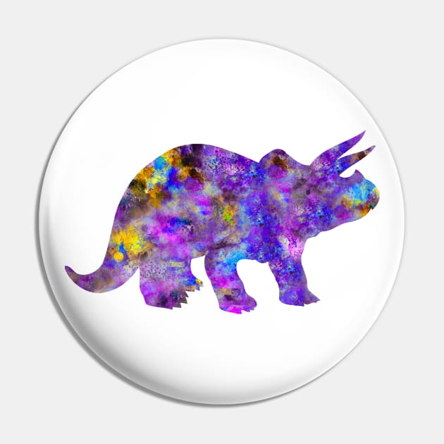 Purple Triceratops Watercolor Painting Pin by Miao Miao Design