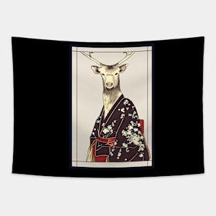 Reindeer japanese wear kimono vintage Tapestry