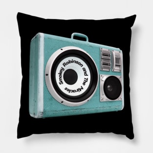 a radio 60s with sticker Smokey Robinson and the Miracles Pillow