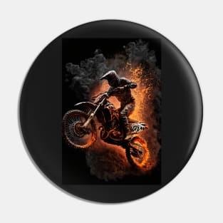 Dirt Bike With Flames Pin