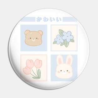 Cute Bear and Bunny Flowers T-Shirt Hoodie Sticker Case Mug Apparel Wall Art Pillow Magnet Tote Bag Tapestrie Pin