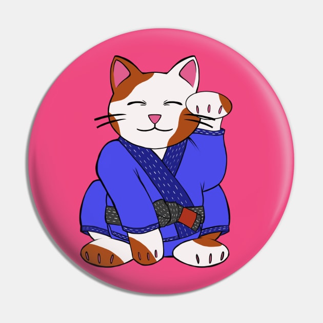 Lucky Jiu Jitsu Cat Pin by cmurdurr