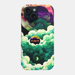 Cloudy Moon Eclipse Watercolor Phone Case