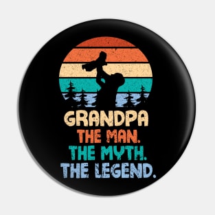 Grandpa The Man The Myth The Legend Happy Parent Father Independence July 4th Summer Day Vintage Pin