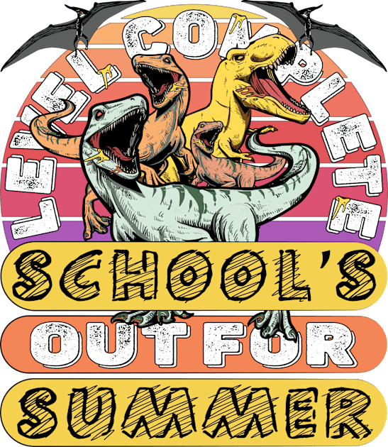 Level Complete Dinosaur I Crushed School's out for Summer Kids T-Shirt by alcoshirts