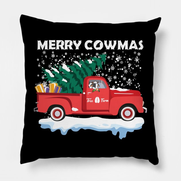 Merry Cowmas Funny Cow Ugly Christmas Xmas Pillow by reginaturner