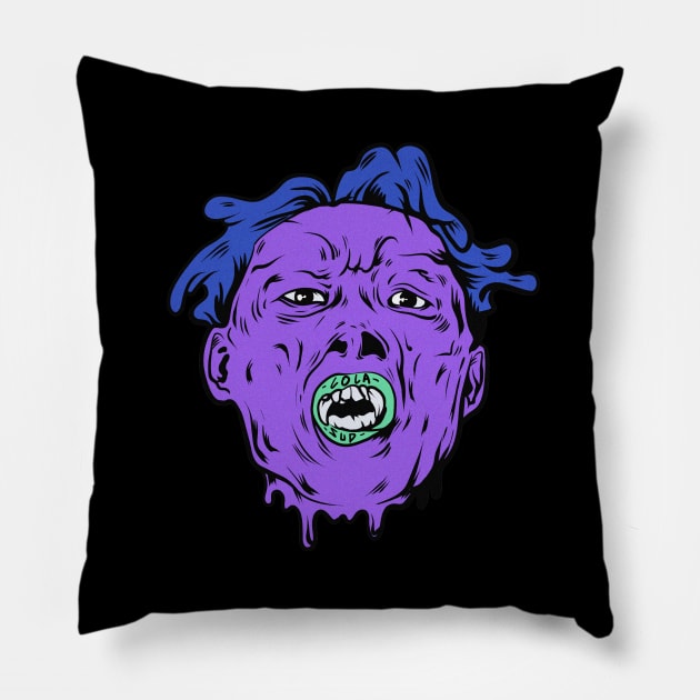 Dope melting purple face man illustration Pillow by slluks_shop