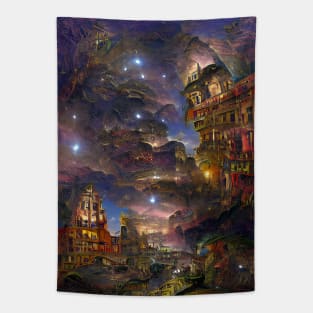 Cityscape at Night Tapestry