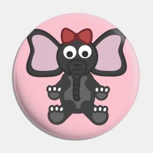 Cute gray baby elephant with ribbon Pin