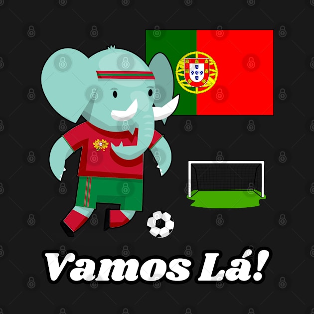 ⚽ Portugal Football, Elephant Scores a Goal, Vamos Lá! Team Spirit by Pixoplanet