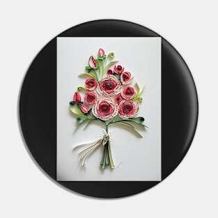 Printed Paper quilling Art. Rose bouquet. Wedding card. Pin