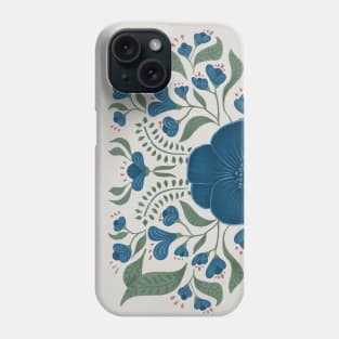 Blue Boho Symmetrical Floral Phone Case