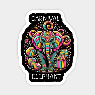 Majestic Elephant With Vibrant Facial Designs Magnet