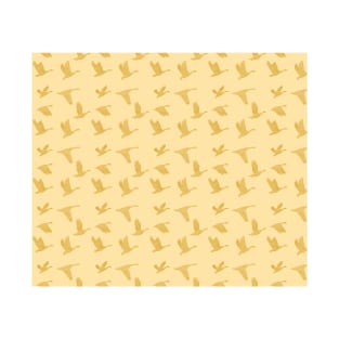 Flying Birds Pattern Golden T-Shirt