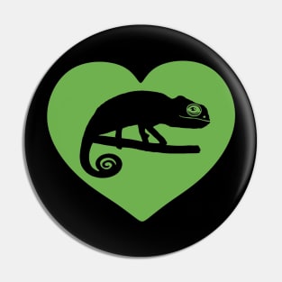 Green Cute Chameleon Heart for Chameleon Lovers Pin