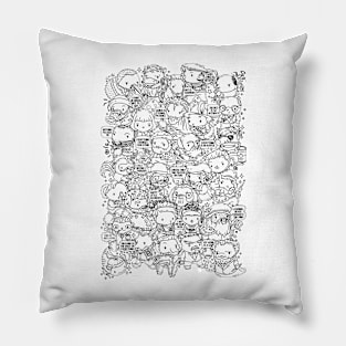 Black and white Doodle style artists animals puns Pillow