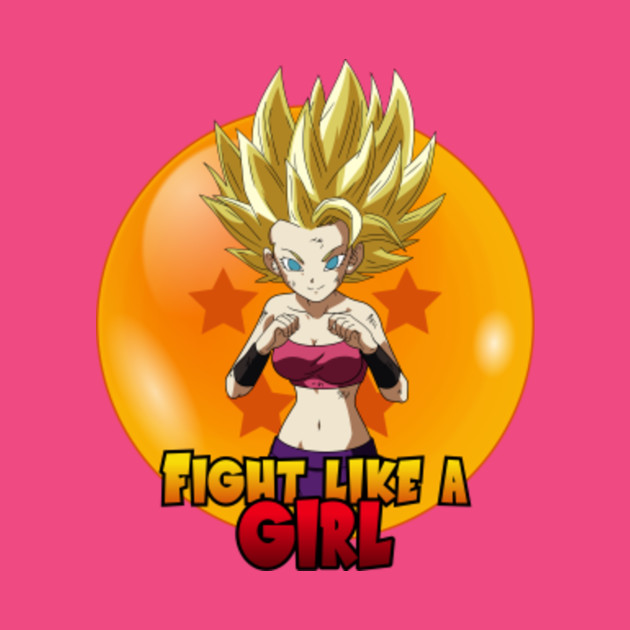 Caulifla Fight Like a Girl (5 Star Dragon Ball Background) - Dragonball - T-Shirt | TeePublic